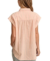 Lucky Brand Women's Cotton Striped Short-Sleeve Popover