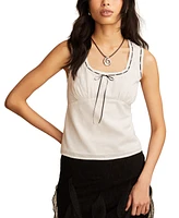Lucky Brand Women's Scoop-Neck Ribbon-Lace Empire Top