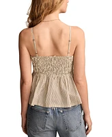 Lucky Brand Women's Ruched Corset Babydoll Cotton Cami Top