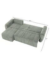 Convertible Sectional Sofa Couch, Modern Fabric 3 Seater L-Shaped Couch for Living Room, Apartment, Office, Small Space, (Grey)