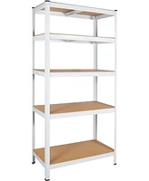 5 Tier Laminated White Metal Shelving Unit Adjustable Garage Storage Utility Rack Heavy Duty Shelves Organization Multipurpose Shelf Warehouse Basemen