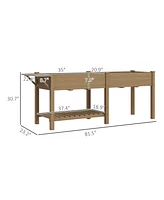 Outsunny Raised Garden Bed, Wood Planter with Liners,