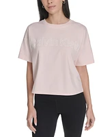 Calvin Klein Performance Women's Cotton Puff-Logo Cropped T-Shirt