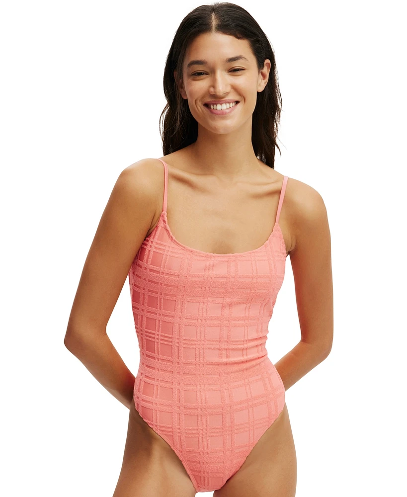 Cotton On Women's Thin-Strap Low-Scoop One Piece Swimsuit