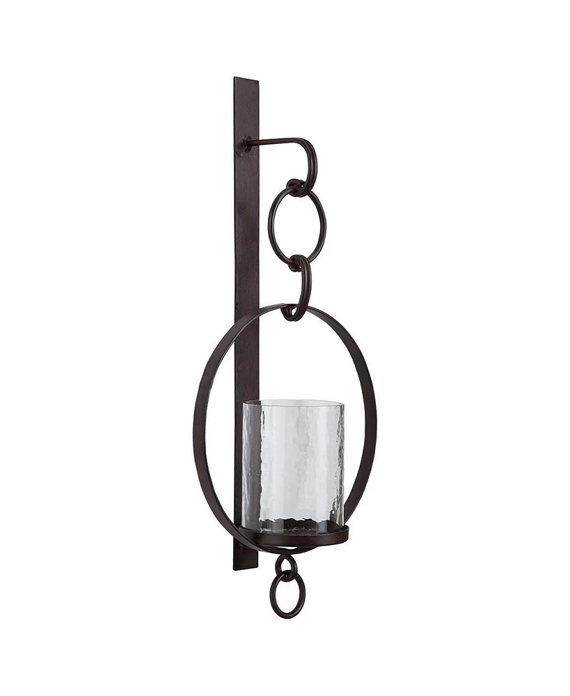 Wall Sconce with Hurricane Glass and Chain Design Holder for Elegant Lighting and Decor