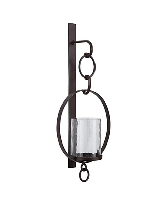 Wall Sconce with Hurricane Glass and Chain Design Holder for Elegant Lighting and Decor