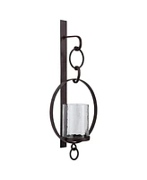 Wall Sconce with Hurricane Glass and Chain Design Holder for Elegant Lighting and Decor