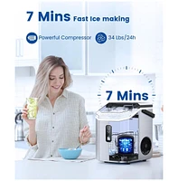 Cowsar Nugget Ice Maker Countertop, 34LBS/Day, Portable Crushed Ice Makers for Home