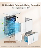 Cowsar 2500sq.ft Multifunctional Dehumidifier, 22-Pint, Drain Hose, Smart Humidity Ctrl