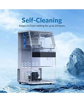 Cowsar 100lbs Self-Cleaning Commercial Ice Maker, Cube Ice, Led Display, 45 Cubes, Auto Water