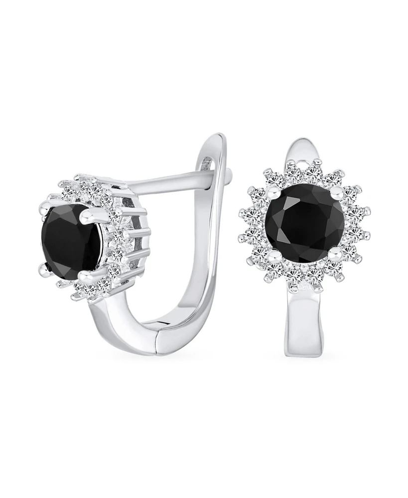 Bling Jewelry Classic Small Cz Cubic Zirconia Circle Halo Round Solitaire Stud Huggie Earrings For Women .925 Sterling Silver