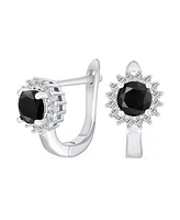 Bling Jewelry Classic Small Cz Cubic Zirconia Circle Halo Round Solitaire Stud Huggie Earrings For Women .925 Sterling Silver