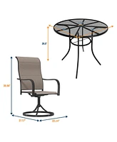 Black 5-Piece Metal Outdoor Patio Dining Set with Round Table with 1.9 in. Umbrella Hole and Swivel Chairs