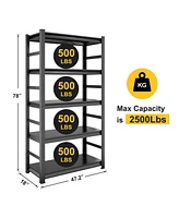 Storage Shelves 5 Tier Heavy Duty Metal Shelving Unit Adjustable Shelving Units and Storage Rack Kitchen Garage Shelf H78 W47.2 D18