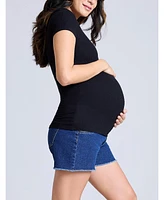 Motherhood Maternity Square Neck Rib Knit Short Sleeve Top