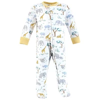 Hudson Baby Boys Cotton Sleep and Play, Safari Friends