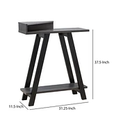 Modern Wood Console Table with Corner Storage Compartment