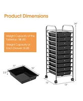 10 Drawer Rolling Storage Cart Organizer with 4 Universal Casters