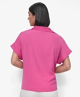 Dkny Women's Twist-Hem Textured Camp Shirt