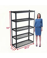 5 Tier Heavy Duty Metal Storage Shelves ,Easy to Assemble ,Adjustable ,Storage Shelves for Basements, Garages and Kitchen, 72 "H47.2 "W17.7 "D