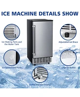 Cowsar,80Lbs Commercial Ice Maker, Stainless Steel, Undercounter/Freestanding, Clear Cube