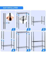Heavy Duty 5-Tier Shelving Units Adjustable, Wire Shelf with 800 lbs Capacity (160 per Shelf), 24" D x 14" W x 59 "H, Black, 5 Levels, Storage Shelf w