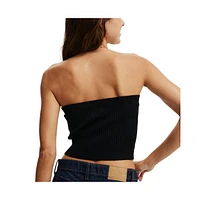 Cotton On Women's Baby Rib Button Bandeau