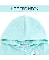 Frozen Girls Loop Terry Cloth Hooded Zip Up Swim Cover