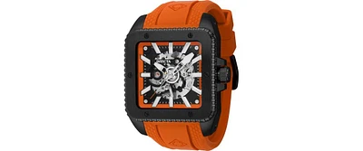 Invicta Men's 44003 Cuadro Mechanical 3 Hand Black, Orange Dial Watch