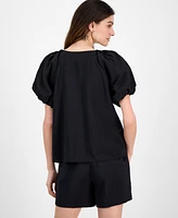 Anne Klein Women's Pleated Bubble-Sleeve Blouse