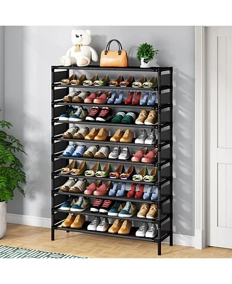 Tribesigns 10 Tiers Enterway Shoe Rack, Large Capacity Home Shoe Rack, Tall Metal Shoe Storage Organizer for 50 Pairs, Space Saving Shoe Organization