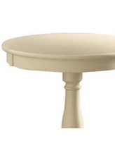 Traditional Round Side Table with Turned Pedestal Base – Sturdy Wood Construction