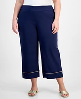 Jm Collection Plus Ladder-Trim Pull-On Capri Pants, Exclusively at Macy's
