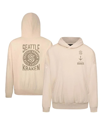 LevelWear Men's Cream Seattle Kraken Contact Stamp Pullover Hoodie