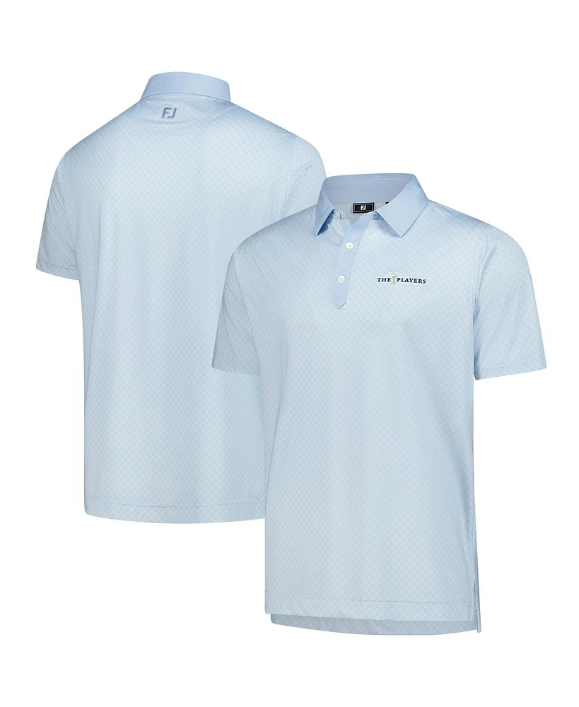 Footjoy Men's Light Blue The Players Prodry Checker Print Lisle Polo Shirt