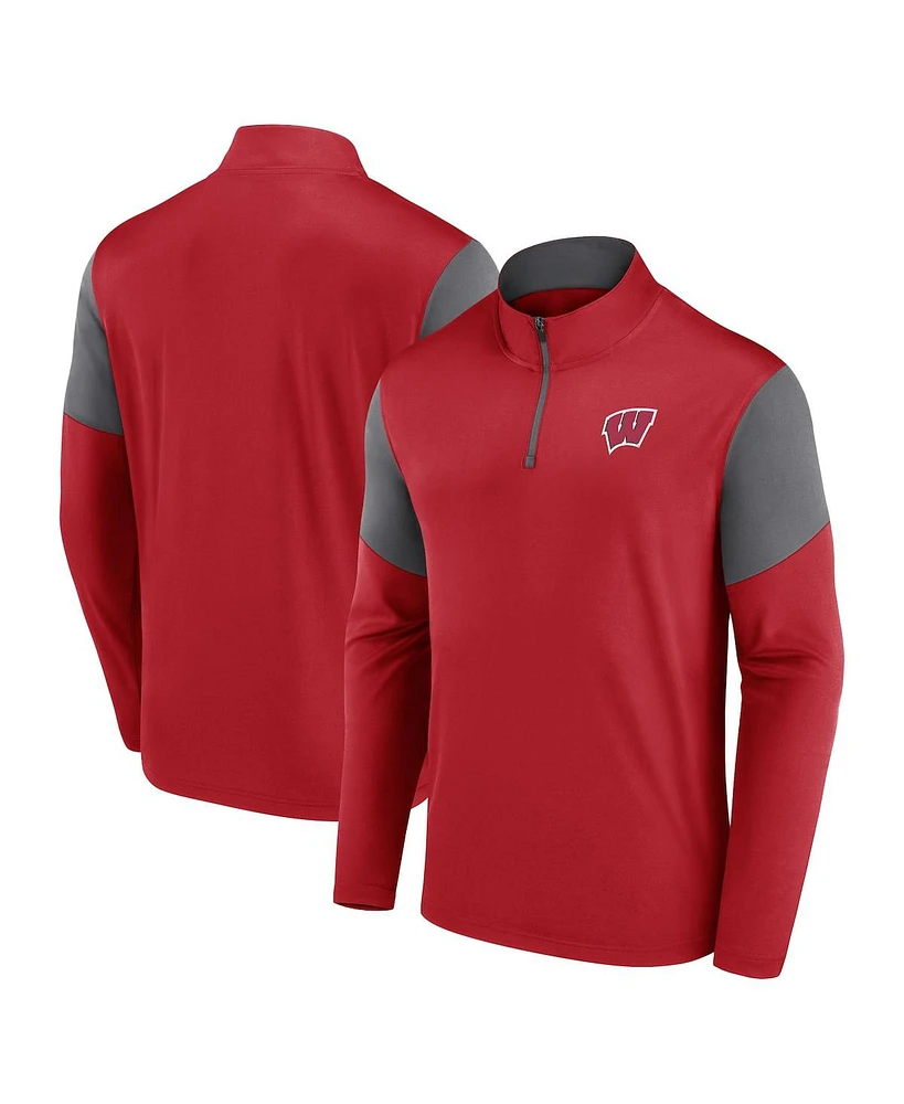 Fanatics Men's Red Wisconsin Badgers Primary Quarter-Zip Top