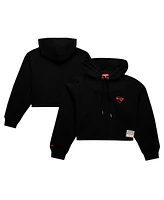 Mitchell & Ness Women's Black Golden State Warriors Hardwood Classics Cropped Pullover Hoodie