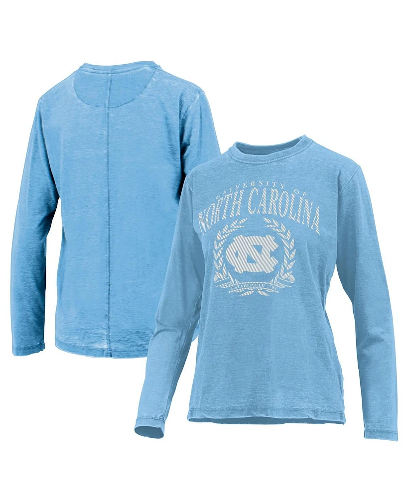 Pressbox Women's Carolina Blue North Tar Heels Chandler Olive Leaf Arch Long Sleeve T-Shirt