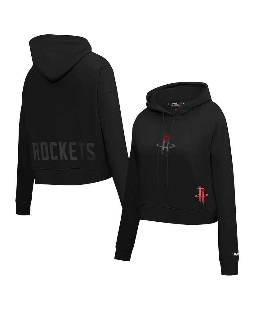 Pro Standard Women's Black Houston Rockets Jewels Cropped Pullover Hoodie