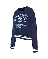 Pro Standard Women's Deep Sea Blue Seattle Kraken Area Code Cropped Pullover Sweatshirt