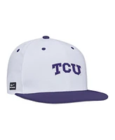 Nike Men's White Tcu Horned Frogs On-Field Baseball Performance Fitted Hat