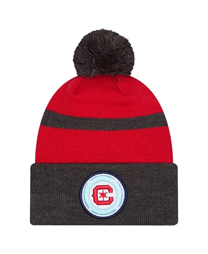 New Era Men's Black Chicago Fire 2025 Kickoff Cuffed with Pom Knit Hat
