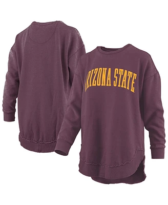 Pressbox Women's Maroon Arizona State Sun Devils Melange Poncho Vintage Fleece Long Sleeve Pullover Sweatshirt