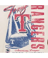 New Era Men's Cream Texas Rangers Cooperstown Collection Oversized Throwback Distressed T-Shirt