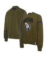 Two Hype X Nba Men's Olive Boston Celtics Culture Hoops Collection Premium Pullover Sweatshirt