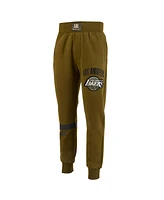 Two Hype X Nba Men's Olive Los Angeles Lakers Culture Hoops Collection Premium Jogger Pants