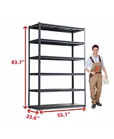 6 Tier Heavy Duty Metal Storage Shelves,Easy to Assemble, Adjustable,Storage Shelves for Basements, Garages and Kitchen, 84"H55.1"W23.6"D