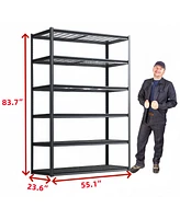6 Tier Heavy Duty Metal Storage Shelves ,Easy to Assemble ,Adjustable ,Storage Shelves for Basements, Garages and Kitchen,84"H55.1 "W23.6 "D