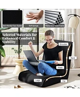 Folding Floor Chair Convertible Lazy Chair with 14-Poistion Adjustable Backrest