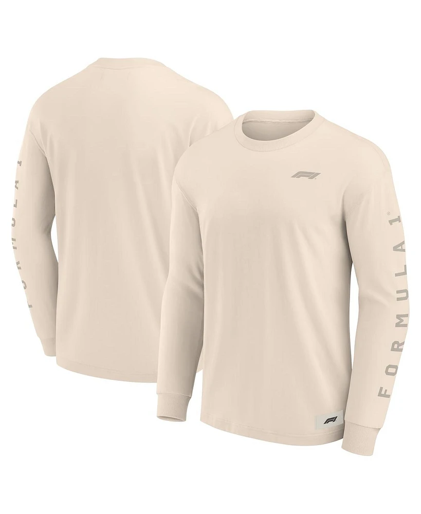 Formula 1 Men's Cream Elements Future Ground Tonal Info Long Sleeve T-Shirt